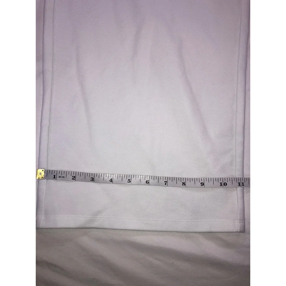 Michael Kors White Wide Leg Crop Pants Gold Hardware Textured Knit Large